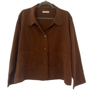 Bryn Walker Brown Linen Blazer Shacket Size Medium